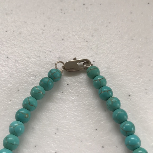 Faux Turquoise Heart and Round Bead Necklace - Picture 3 of 7